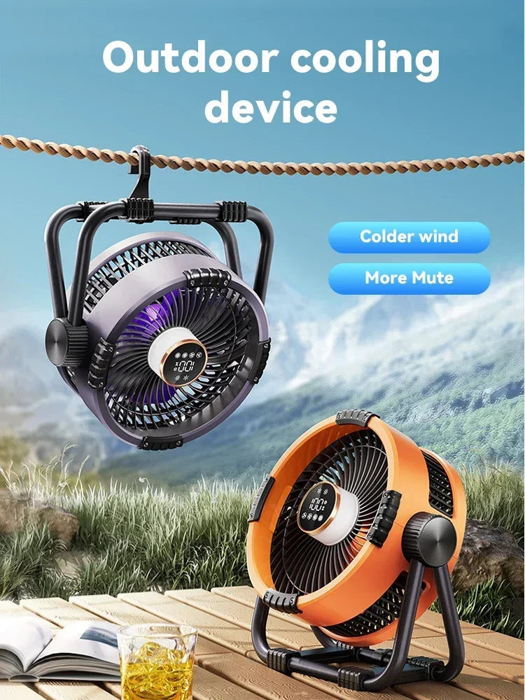 Camping Ceiling Fan 20000mAh Rechargeable USB with Power Bank LED Light Hook Air Circulators Wireless Ceiling Motorcycle Amagi
