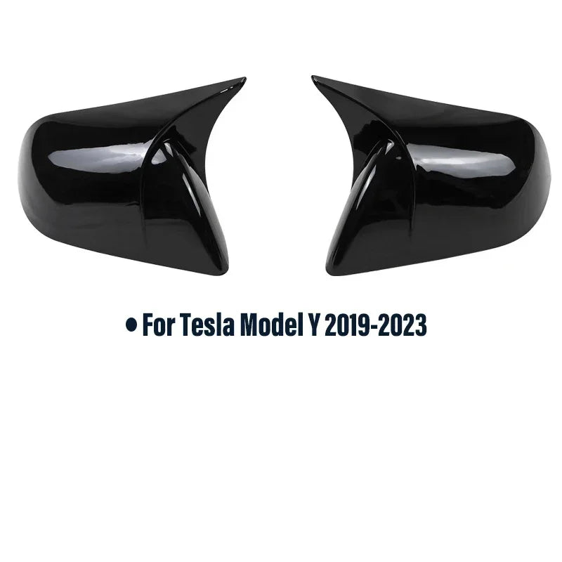 Carbon Fiber Gloss Black Finished Replacement Shell Rearview Mirror Covers Fit For Tesla Model 3 Y Door Side Mirror Caps amabili