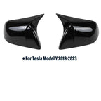 Carbon Fiber Gloss Black Finished Replacement Shell Rearview Mirror Covers Fit For Tesla Model 3 Y Door Side Mirror Caps amabili