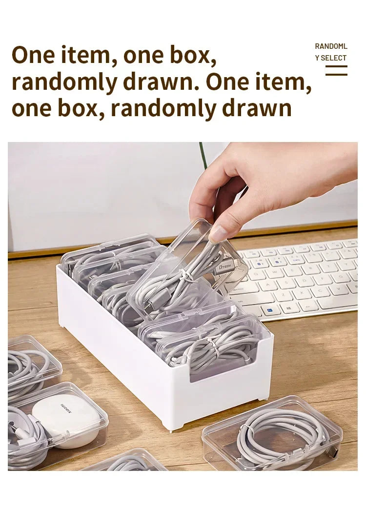 Data Cable Storage Box Home Phone Charger Separate Storage Box Desktop Cable Organizer Multifunctional Storage Organizer Amagi