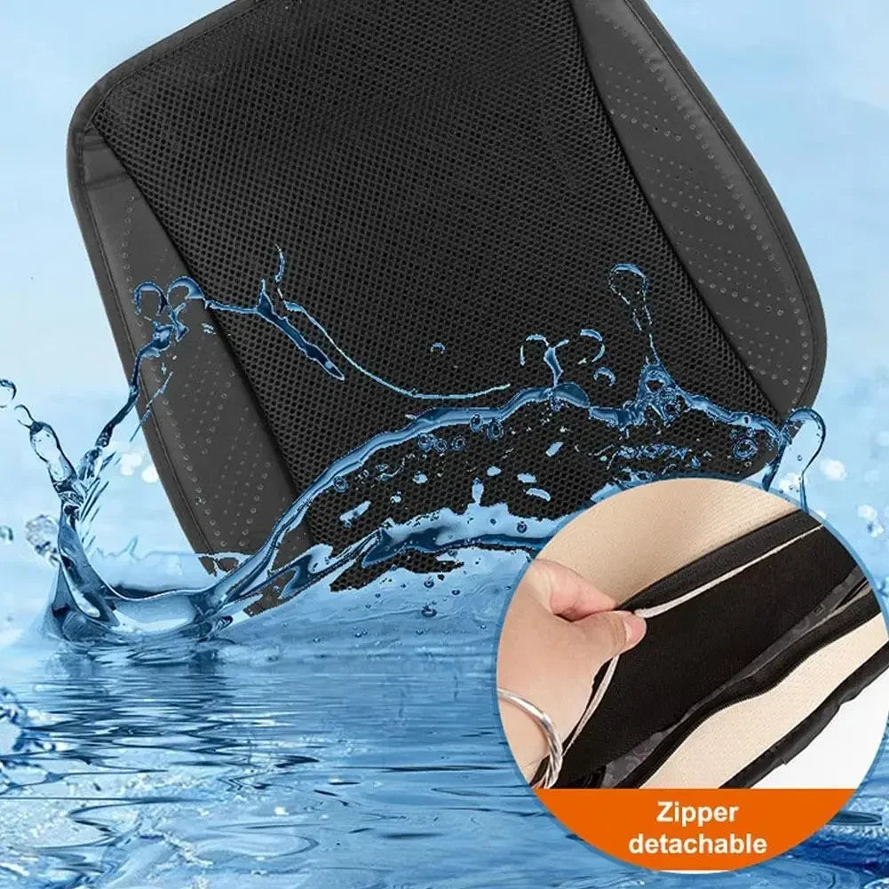 Cooling Car Seat Cushion with Adjustable Fan Breathable 3D Honeycomb Design All-Season Ventilated Auto Seat with Leather Surface