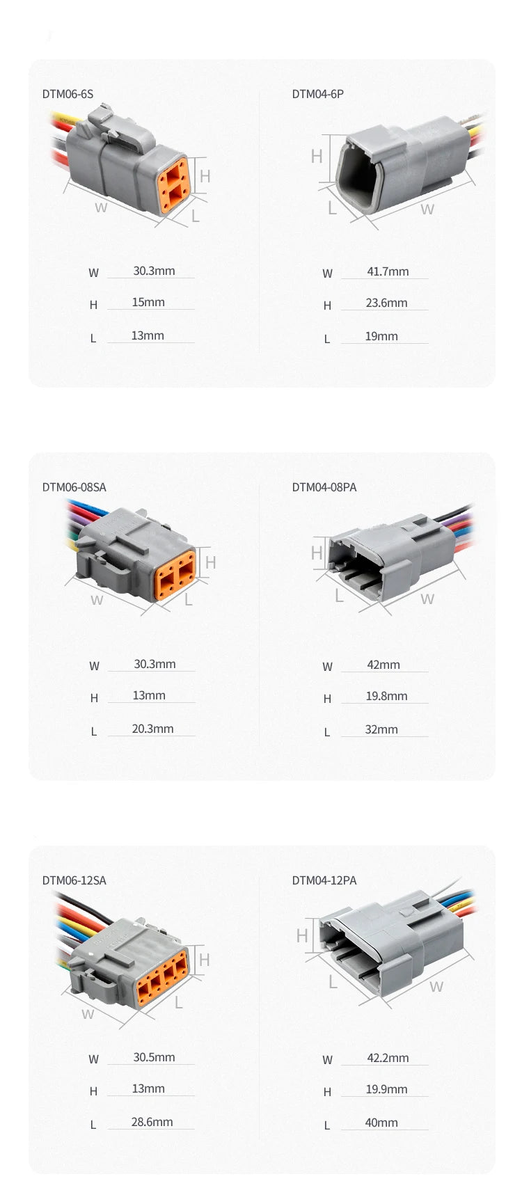 1 Set 2 3 4 6 8 12 Pin Deutsch DTM Car Electrical Cable Connectors Female Male DTM06 2 3 4 6 8 12S DTM04 Plug Wire Harness