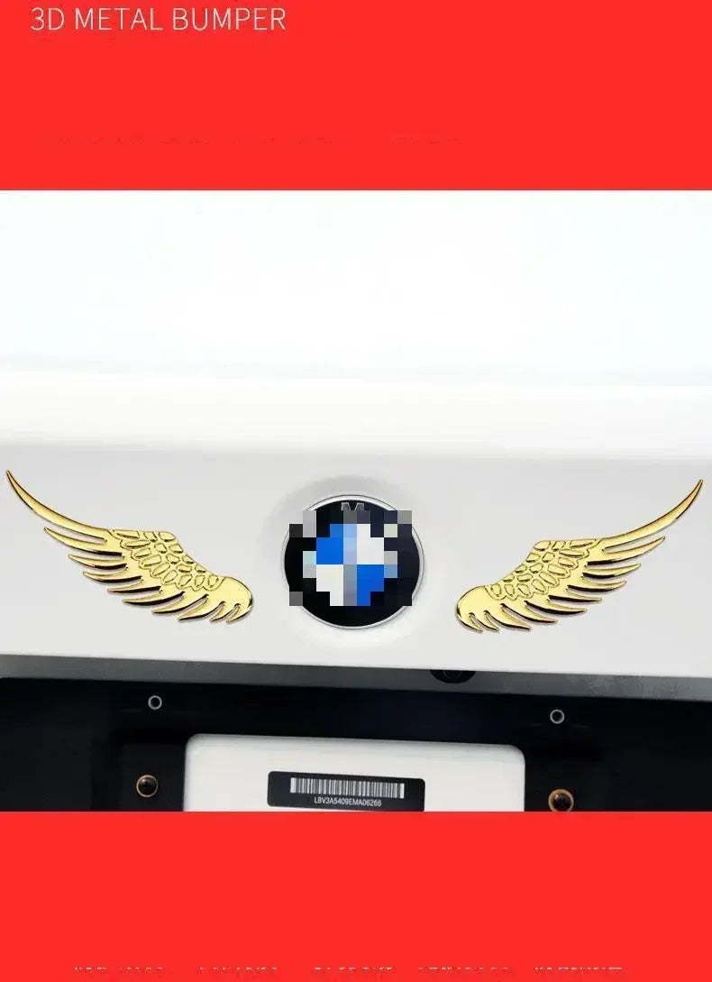 Car Decorative Wings, Three-dimensional Angel Wings Tail Stickers Metal Car Logo Personalized Decorative Car Stickers Amagi