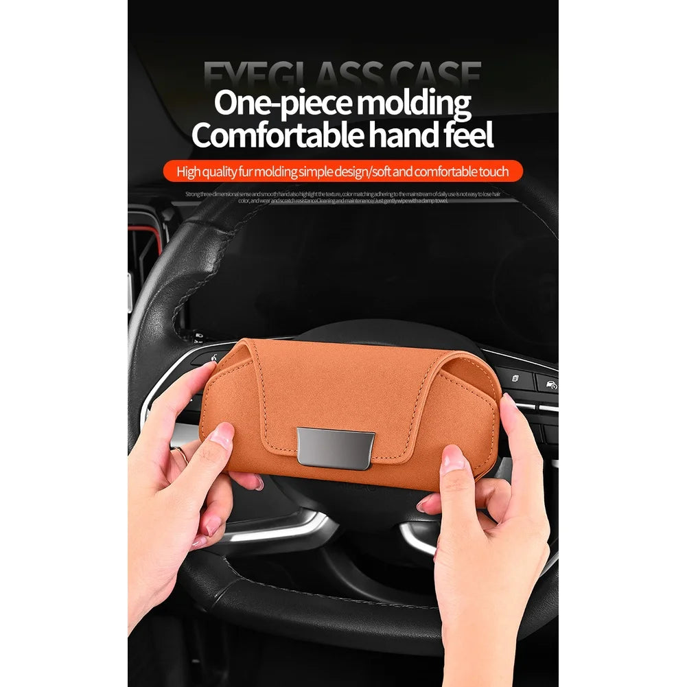 1PC Car Eyewear Organizer Car Glasses Case Suede Material Sun Visor Holder Car Sunglasses Holder Case Glasses Box