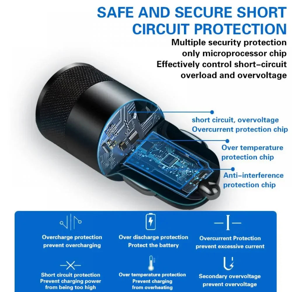 66W USB Car Charger Fast Charging Type C Chargers PD QC 3.0 Phone Charger in For IPhone 15 Pro Max Xiaomi Huawei Samsung Amagi