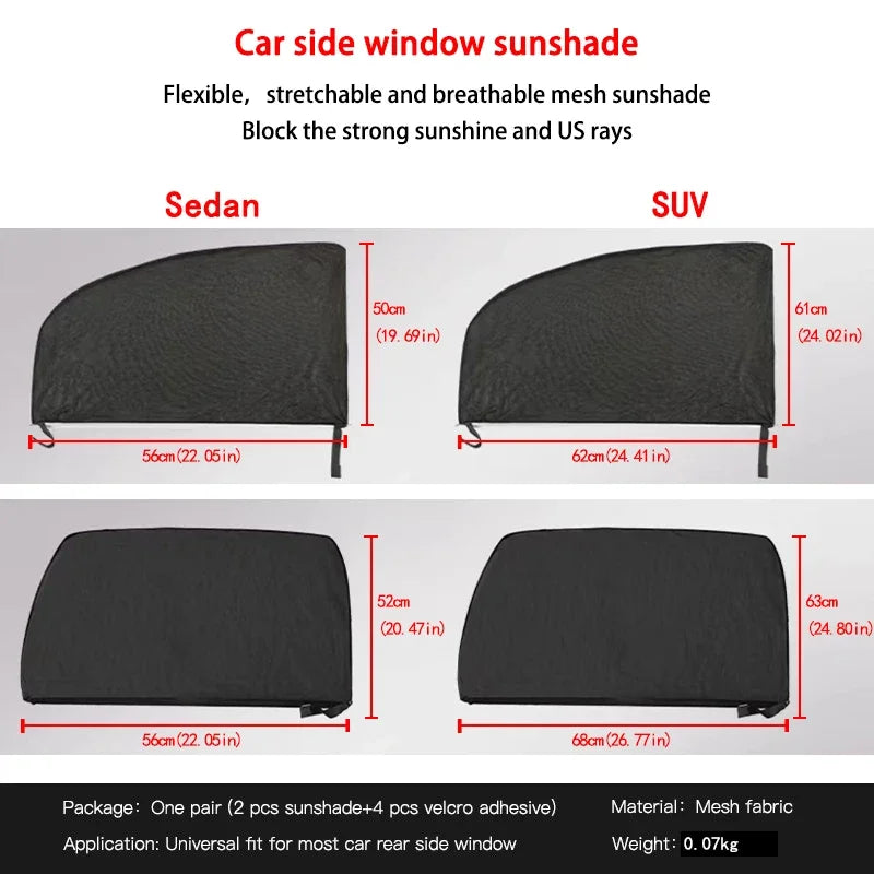 2pcs Car Styling Mosquito prevention Sun Shade Auto Uv Protect Curtain Beach Parasol Parasol Side Windows Children Shield Visor
