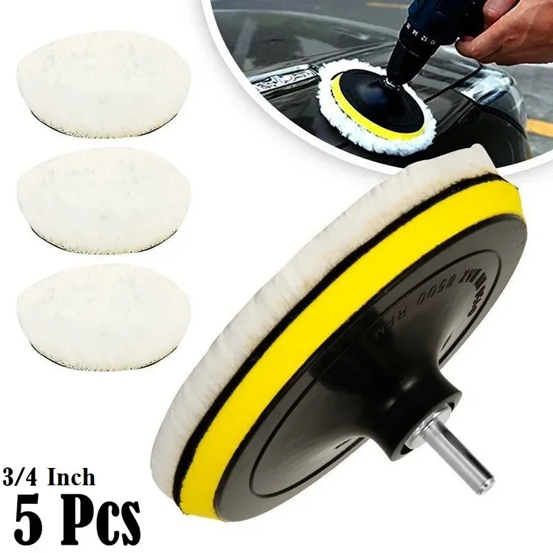 3/4/5/6/7 Inch Wool Polishing Disc Car Waxing Polishing Buffing Car Paint Care Polisher Pads Auto Washing Accessories 1/5pcs