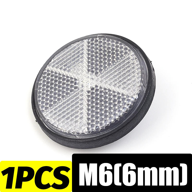 Round Motorcycle Reflector M6 Mounting Screw Night Warning Board for Dirt Bike Electric Scooter Bicycle Rear Tail Safety Lamp