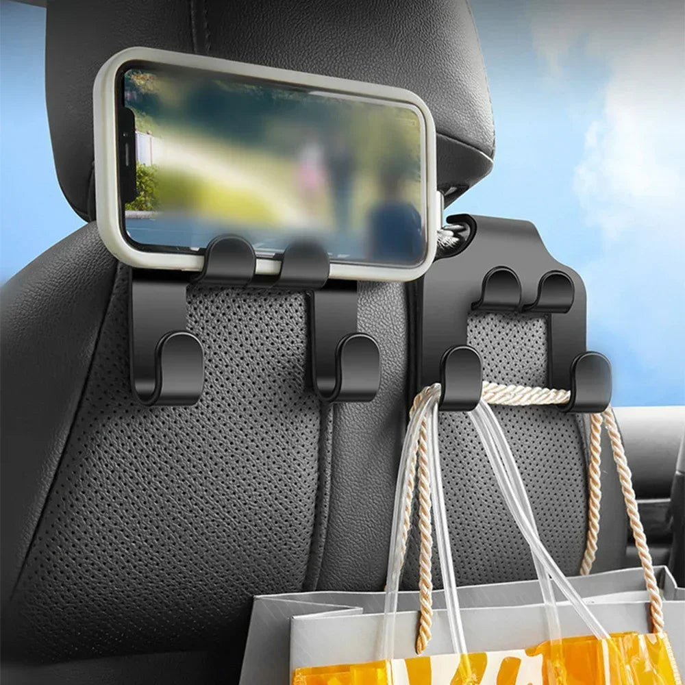 Car Seat Headrest Hook 4 Pack Hanger Storage Organizer Universal for Handbag Purse Coat Fit Universal Vehicle Car Black Amagi