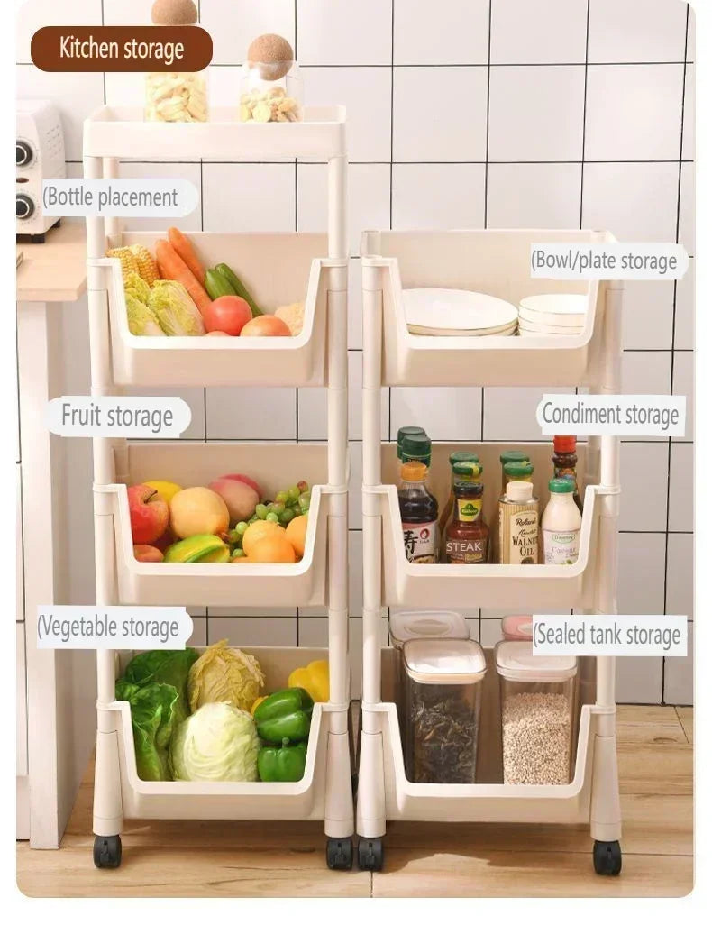 Versatile 2-5Tier Rolling Storage Cart with Wheels Perfect Bathroom Kitchen Office Ideal Groceries Snacks Toys Books Toiletries