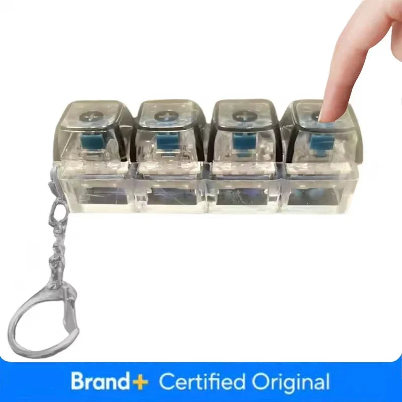 LED Keyboard Key Chain Fidget Toy for Adults Fidget Clicker Decompression Keychains Stress Relief Gadget Interesting Pendant