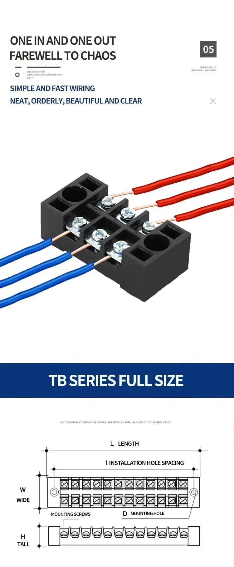 15A/25A/45A 600V Dual Row Barrier Terminal Block TB Series (3-12 Positions) Screw Connector for Electrical Panels TB1503 TB2512