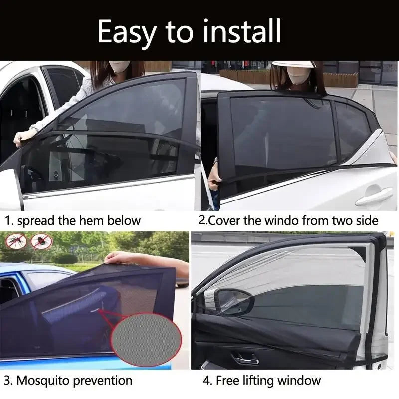 2pcs Car Styling Mosquito prevention Sun Shade Auto Uv Protect Curtain Beach Parasol Parasol Side Windows Children Shield Visor