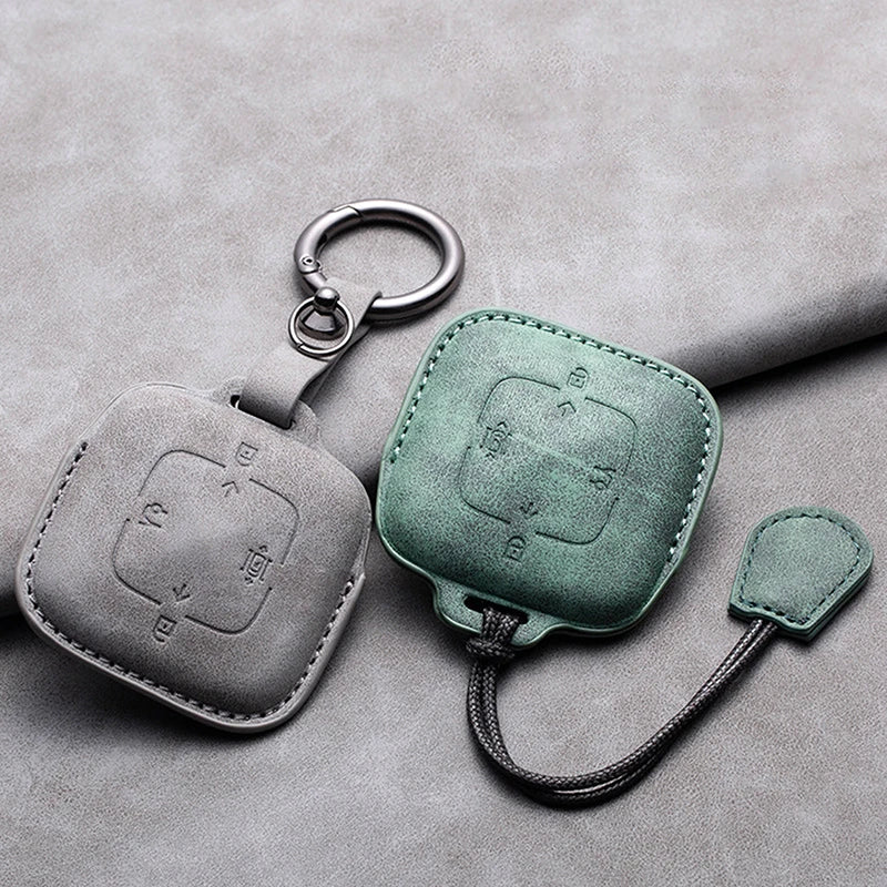 New Leather 4 Buttons Car Remote Key Case Cover for Zeekr 001 X 2021 2022 2023 for ZEEKR 001 009 Full Protector Fob Keychain