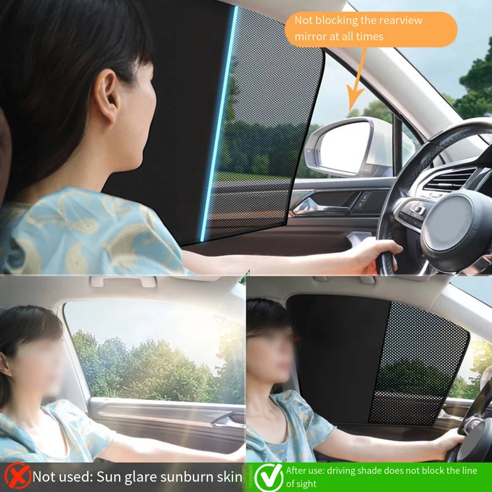 1pc Magnetic Car Side Window Sun Shade Cover Block Visor Mesh Shield UV Block Sun Shade Protection Black Auto Accessories