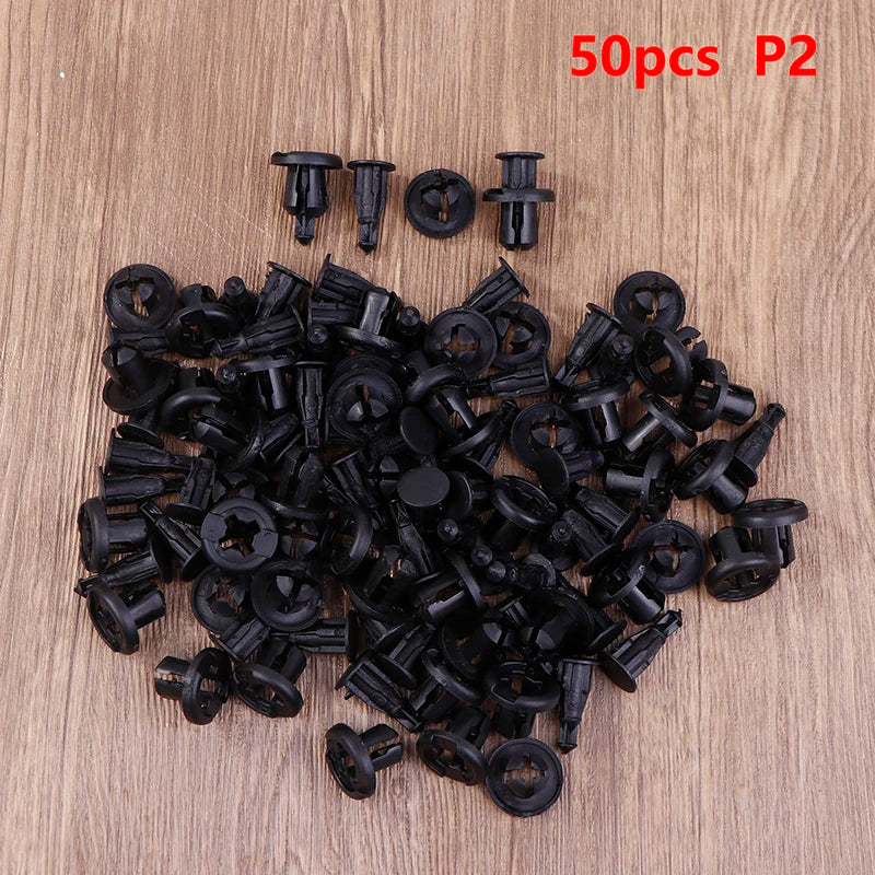 50/100Pcs 10mm Diameter 10mm Black Plastic Auto Fasteners Rivets Clips Vehicle Car Bumper Door Panel Liner Clips Retainer