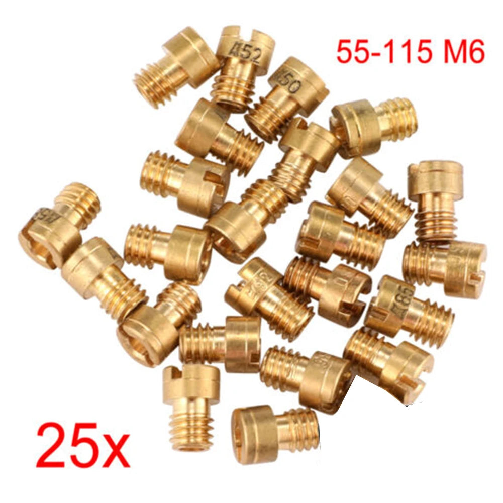 25pcs Carburetor Main Jet 55-115 M6 For Dellorto & For Mikuni 6mm Thread Carburetors Injector Nozzle Main Jet Set