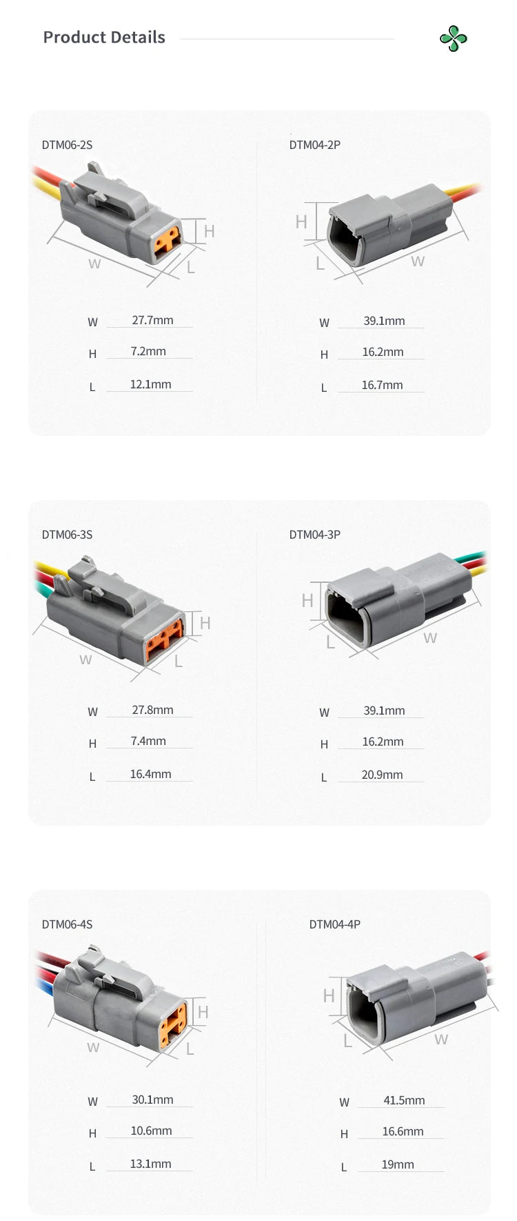 1 Set 2 3 4 6 8 12 Pin Deutsch DTM Car Electrical Cable Connectors Female Male DTM06 2 3 4 6 8 12S DTM04 Plug Wire Harness