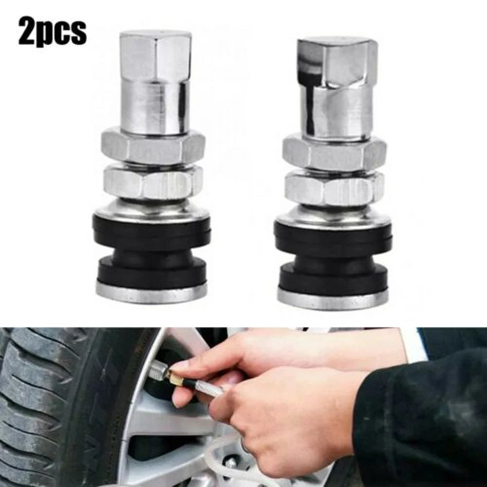 2 Pcs Car Tire Valve Short Stems Tubeless Vacuum Tire Valve Stems Silver Tire Valve Short Stems Auto Replacement Parts