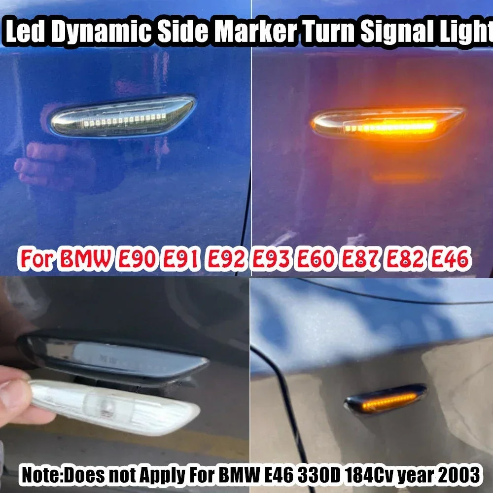 1 Pair Car Dynamic Turn Signal Light LED Side Marker Lamp For BMW E46 E90 E87 X3 E83 X1 E84 X5 E53 E91 E92 E60 E61 E81 E82 E88