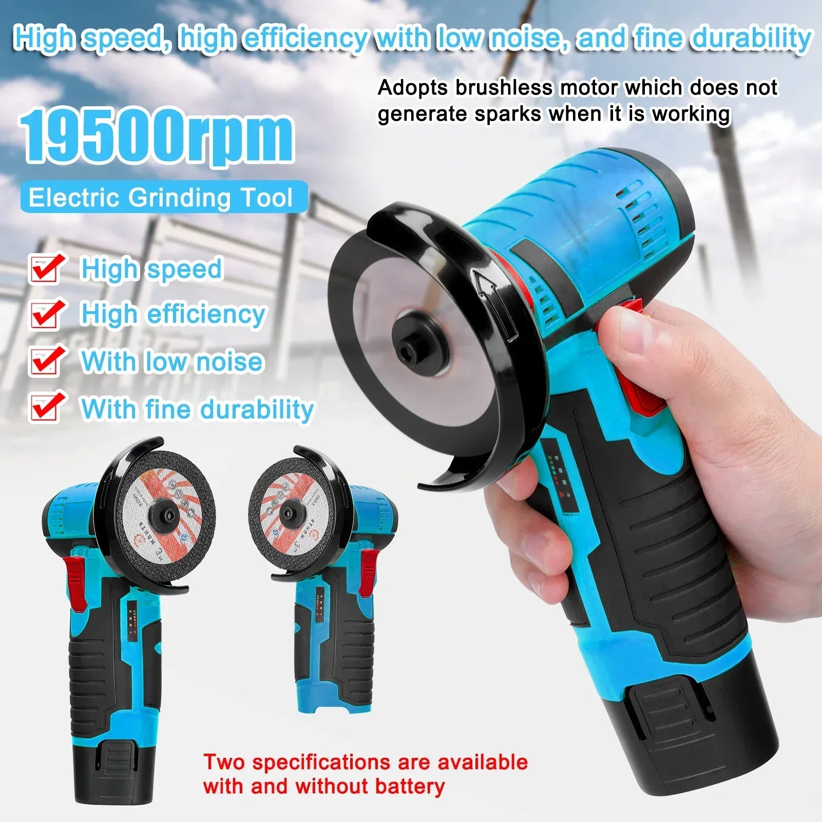 12V Cordless Electric Angle Grinder 19500rpm Lithium Battery Mini Polishing Grinding Machine Diamond Cutting Power Grinder Amagi
