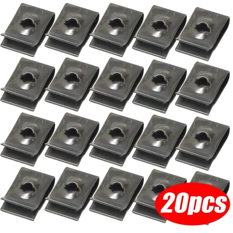 Car Metal Screw Fastener Clips U-Type Clip Anti-rust Iron Sheet Car Motorcycles Screw Buckle Bumper Protection Fastener Clips