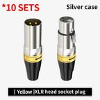 10 Set 3Pin XLR Color Head Pure Copper Pin Male and Female Audio Microphone Connector Canon Welding Plug Socket