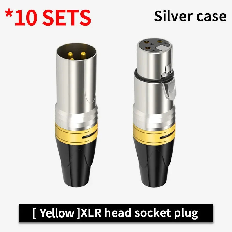10 Set 3Pin XLR Color Head Pure Copper Pin Male and Female Audio Microphone Connector Canon Welding Plug Socket