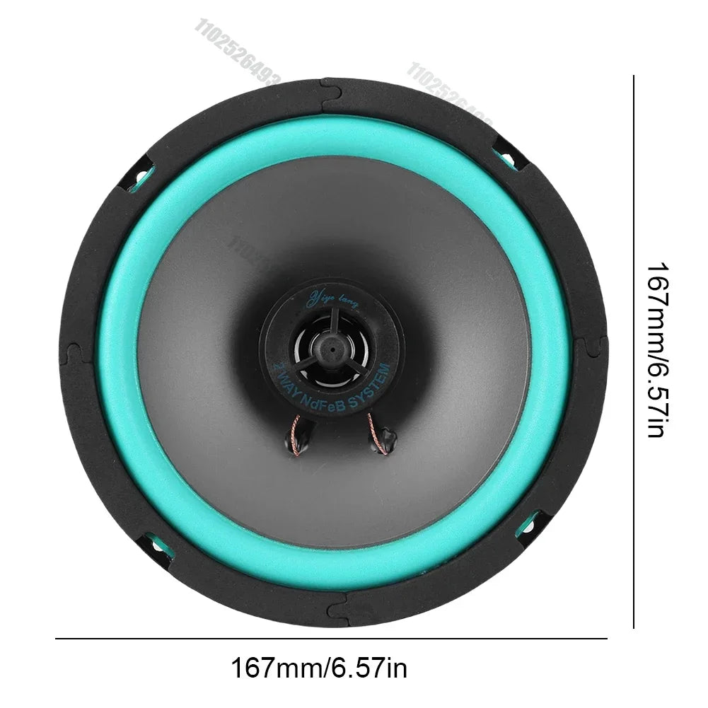 4-6.5 Inch 160W 2-Way Car HIFI Coaxial Speaker Door Audio Music Stereo Tweeter Mid-woofer Full Range Frequency green for Refit