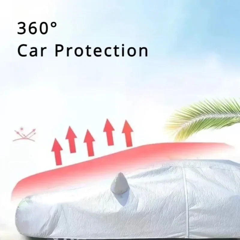 Universal Fit Full Car Cover Waterproof Dustproof All-Season PE Film Coat with Aluminum Protective Sunshade UV Ray Reflection