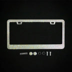 Car Glitter Crystal Sticker License Plate Frame Women's License Plate Frame Auto Parts 12.2*6.3in Three Colors Optional Amagi