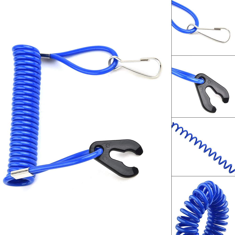 1 Pc Outboard Cut Off Stop Switch Safety Tether Lanyard Powerboat Outboard Stop Floating Safety Lanyard Blue