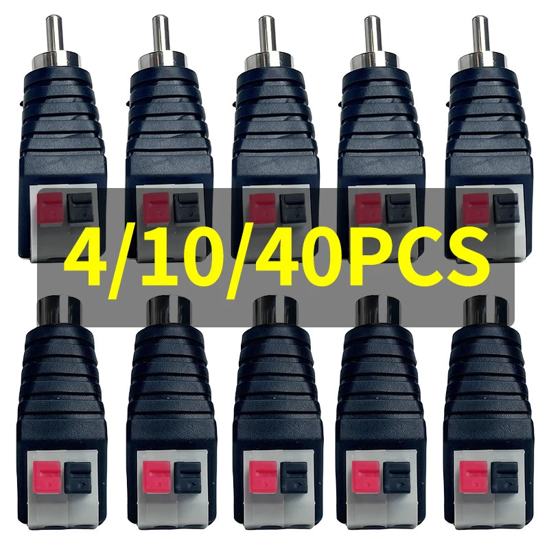 4/10/40PCS RCA Male & Female to Terminal Block Adapter, Solderless AV Audio Video Connectors for Speaker, Home Theater, CCTV Use