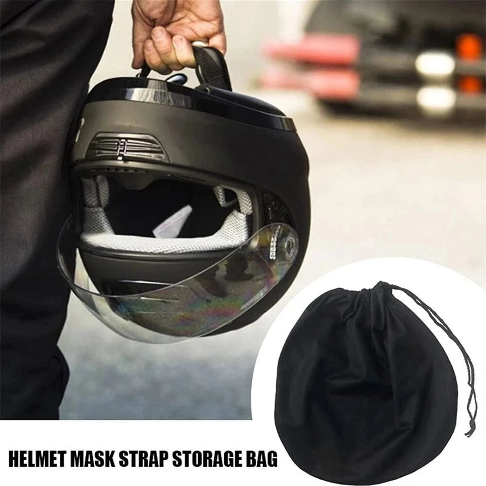 1pc Helmet Protective Drawstring Helmet Bag Pocket Black Dust Proof Helmet Bag Plush Soft Drawstring Pocket Helmet Storage Bag