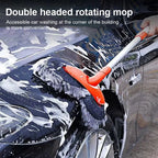 Double Brush Head Rotating Car Wash Mop Three-Section Telescopic Mop Roof Window Cleaning Maintenance Auto Supplies Accessories