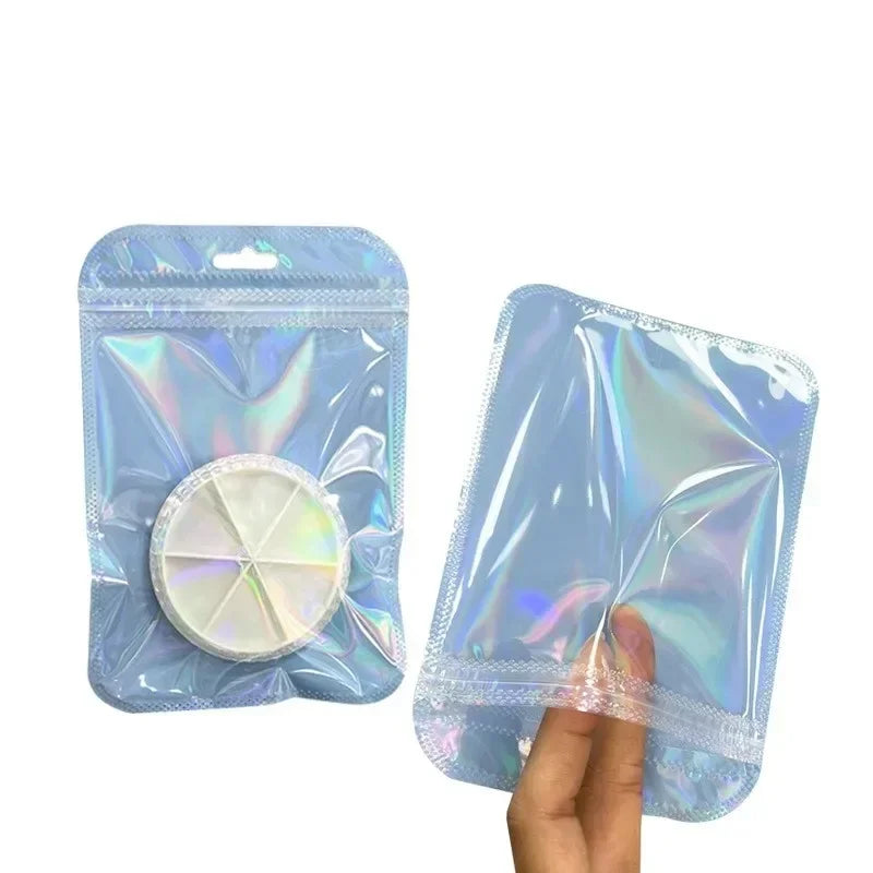 Colorful Laser Ziplock Bag Packaging Bags For Earring Jewelry Display Bags Pouch Gift Packaging Resealable Storage Bag Amagi
