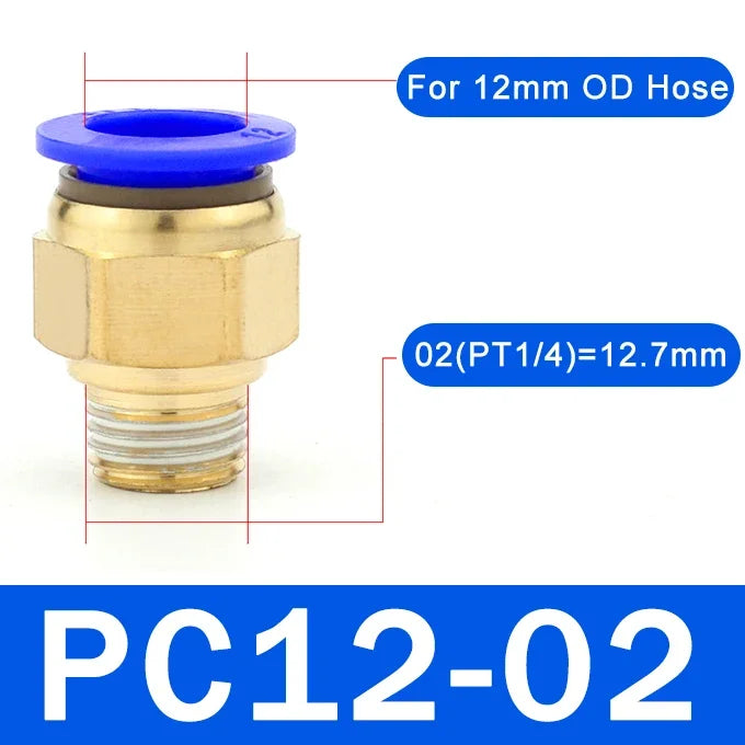 5PCS PC Pneumatic Quick Connector - 4-12mm Push In Fitting for 1/8" 1/4" 3/8" 1/2" BSPT Thread Air Hose & Tube,Industrial Use