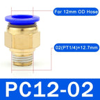 5PCS PC Pneumatic Quick Connector - 4-12mm Push In Fitting for 1/8" 1/4" 3/8" 1/2" BSPT Thread Air Hose & Tube,Industrial Use