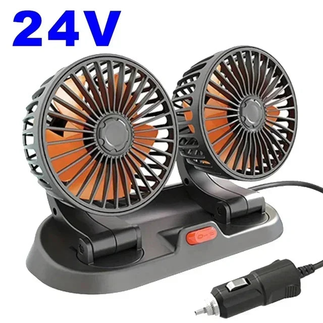 Car Fan 360° Adjustable 3 Head Air Fan Automotive Electric Fan USB/12V/24V Fan 2 Speeds Car Silent Fan For Home Desk Office Amag