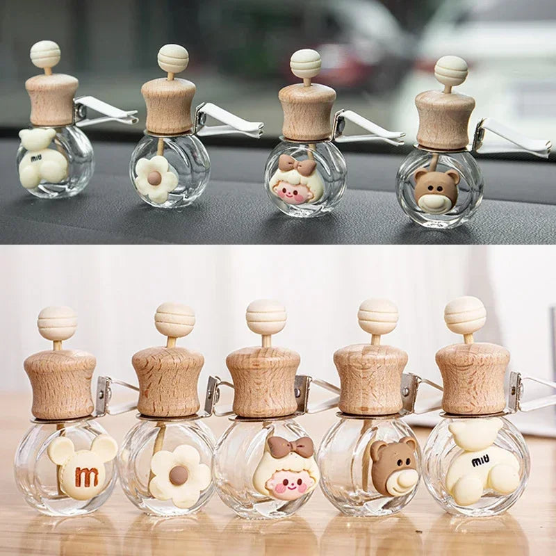 Fashion Car Hanging Perfume Pendant Fragrance Air Freshener Empty Glass Bottle For Essential Oils Diffuser Auto Ornaments Amagi