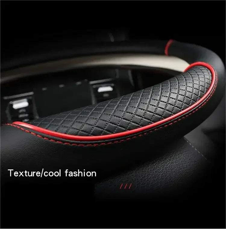 38 Cm/15 Inches Universal Car Faux Leather Steering Wheel Cover Sweat-absorbent And Breathable Handle Interior Upgrade New Amagi