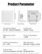 Tuya ZigBee Smart Light Switch No Neutral Wire No Capacitor Needed,1/2/3 Gang Wall Touch Interrupter Work with Alexa Google Home