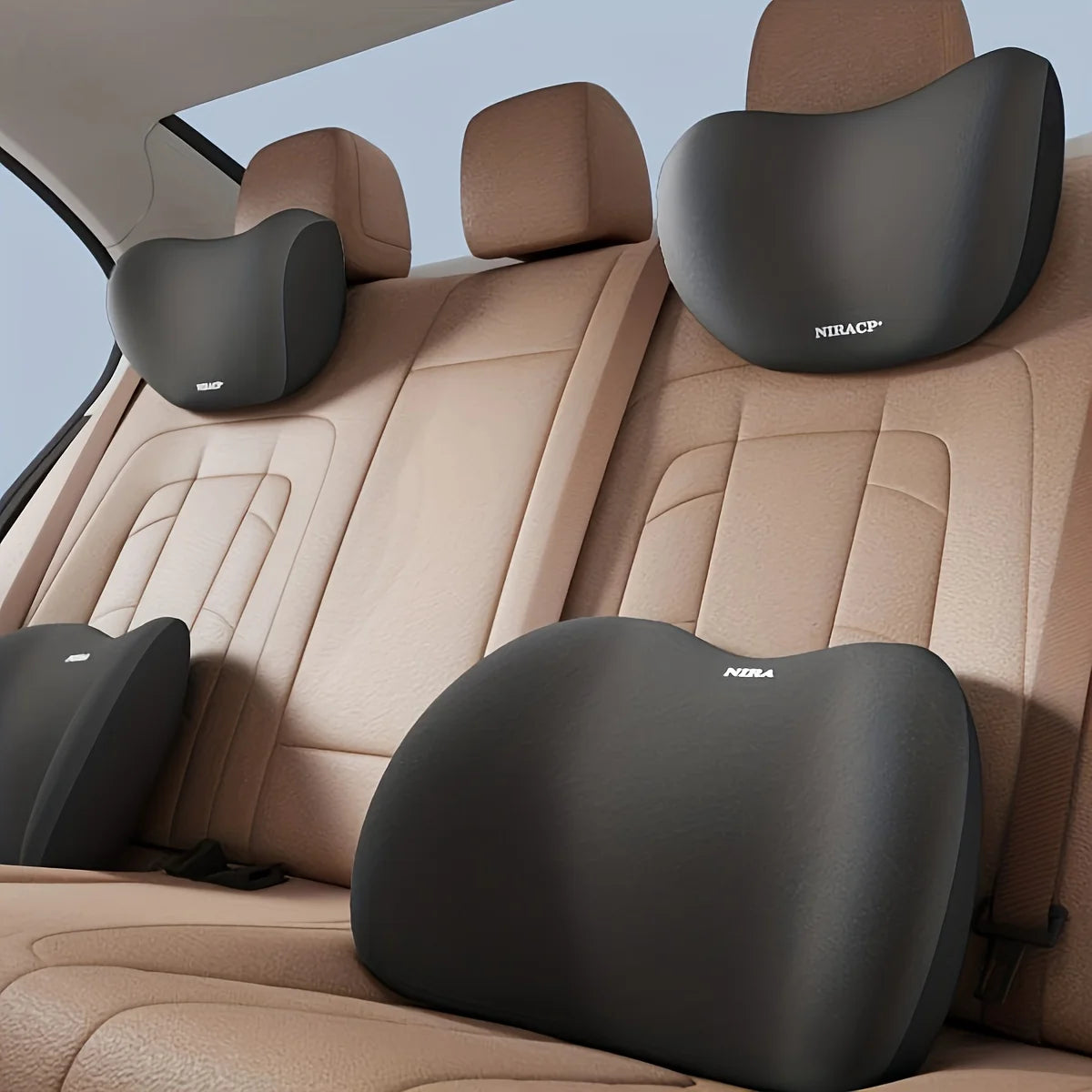 Ergonomic Car Seat Cushion : Memory Foam Headrest, Lumbar Support, And Shoulder Pillow for Enhanced Comfort And Safety Amagi