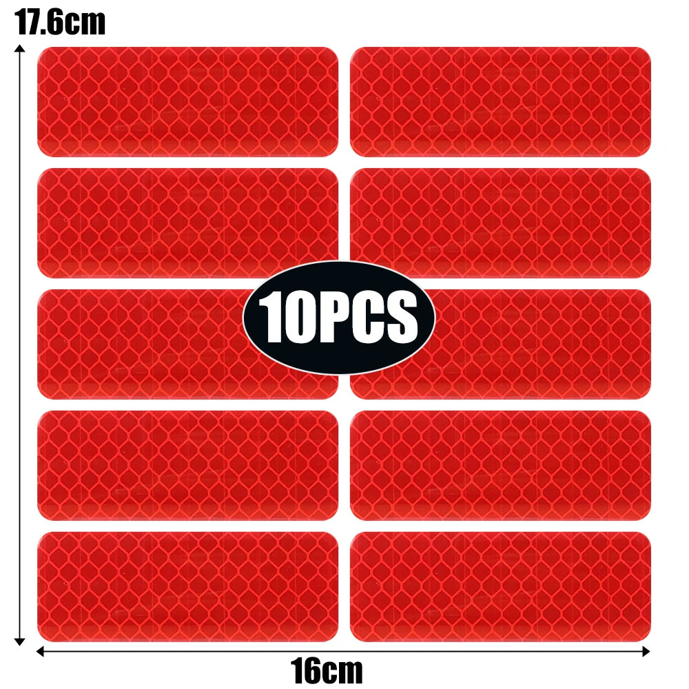 10pcs Car Bumper Reflective Safety Strip Sticker Warning Reflector Tape Auto Car Accessories Exterior Interior Reflector Sticker