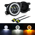 2 PCS 3.5Inch Car  LED Fog Lights Ring White Yellow  Ring Turn Signal Lamp For Offroad  Vehicle Headlight