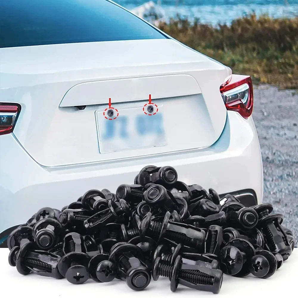 Universal Car License Plate Screws Mounting Kit M4 M5 M6 Auto Fastener Expansion Nuts Carbon Steel Black Bolts for Bumper Frame