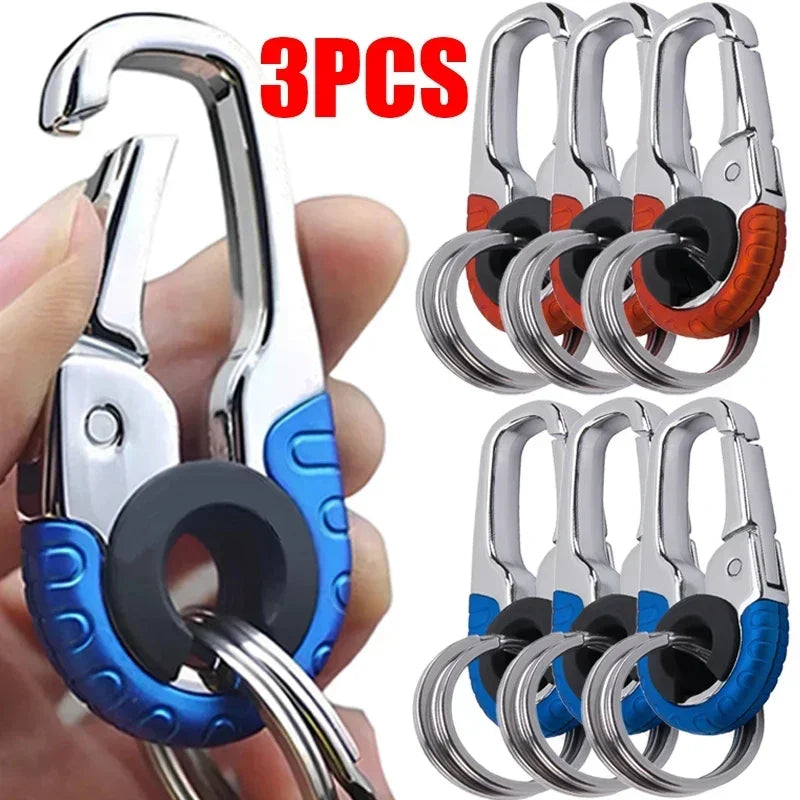 Men's Keychain Hook Stainless Steel Buckle Outdoor Carabiner Climbing Tool Double Ring Car Fishing Key Ring Car Amagi