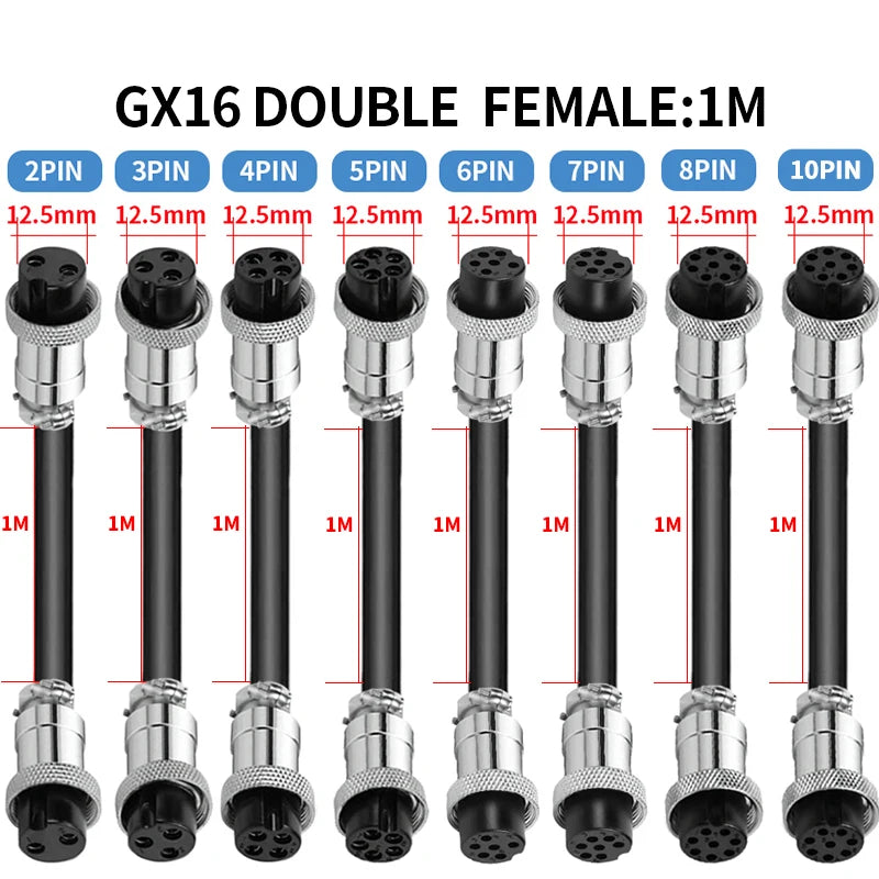 1PCS GX16 Auto Waterproof Connectors 2-10 Pins with Power Cable Line Socket Plug—Suitable for Industrial Machinery and Equipment