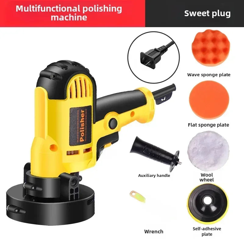 Car Beauty Waxing Machine Automotive Polishing Scratch Repair Small Electric Flat Polishing Machine European Plug Amagi