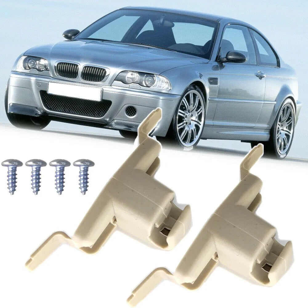 2Pcs Sun Visor Clips Holder Bracket Mount For BMW 3 5 7 Series E46 E38 E39 E53 X5 Interior Beige Sun Visor Clip Holder